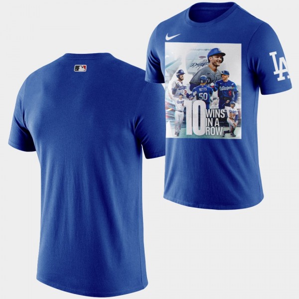 Los Angeles Dodgers 10 Wins In A Row 2022 Royal T-...