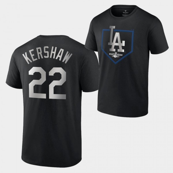 Los Angeles Dodgers Black Around the Horn #22 Clayton Kershaw 2022 Postseason T-Shirt