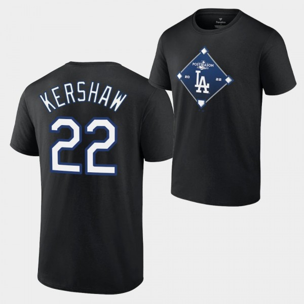 Los Angeles Dodgers Black Bound #22 Clayton Kershaw 2022 Postseason T-Shirt