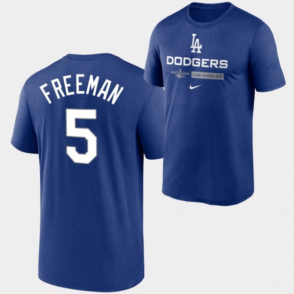 Los Angeles Dodgers Royal Authentic Collection Dugout #5 Freddie Freeman 2022 Postseason T-Shirt