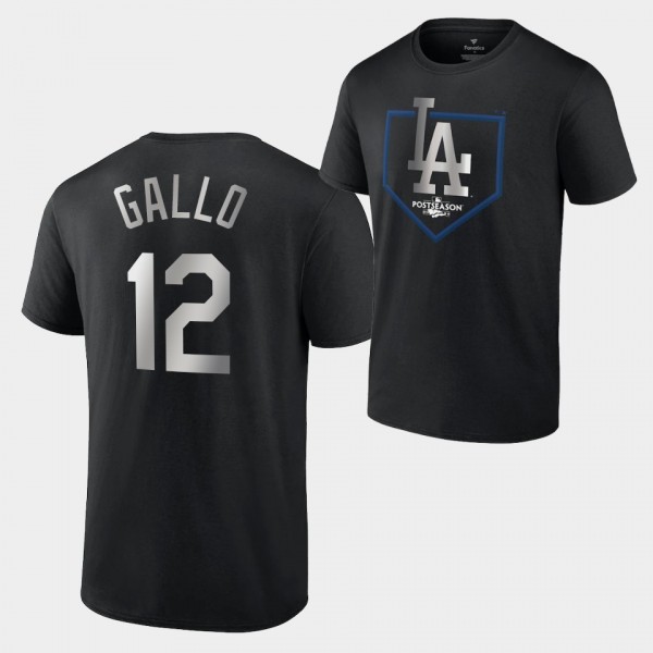 Los Angeles Dodgers Black Around the Horn #12 Joey Gallo 2022 Postseason T-Shirt