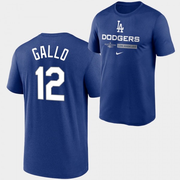 Los Angeles Dodgers Royal Authentic Collection Dugout #12 Joey Gallo 2022 Postseason T-Shirt