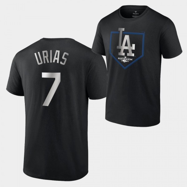 Los Angeles Dodgers Black Around the Horn #7 Julio Urias 2022 Postseason T-Shirt