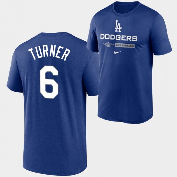 Los Angeles Dodgers Royal Authentic Collection Dugout #6 Trea Turner 2022 Postseason T-Shirt