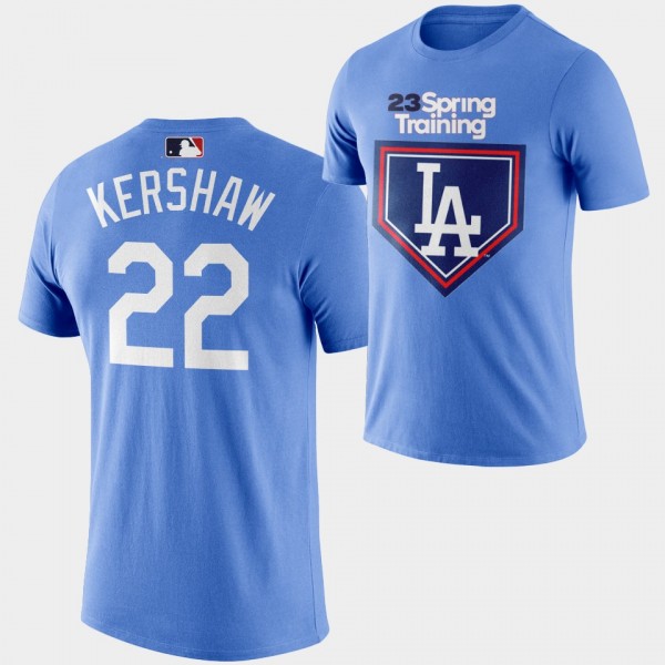 2023 Spring Training Los Angeles Dodgers #22 Blue Clayton Kershaw T-Shirt
