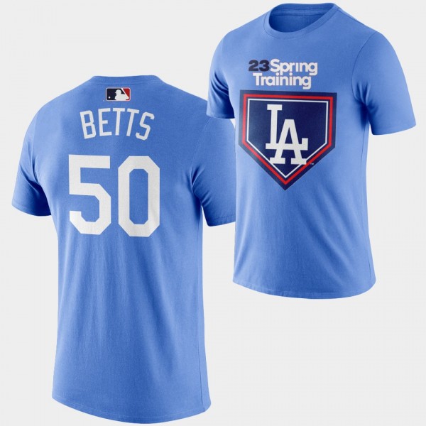 2023 Spring Training Los Angeles Dodgers #50 Blue Mookie Betts T-Shirt