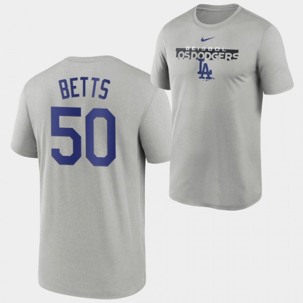 #50 Mookie Betts Los Angeles Dodgers 2022 City Connect Legend Performance Gray T-Shirt