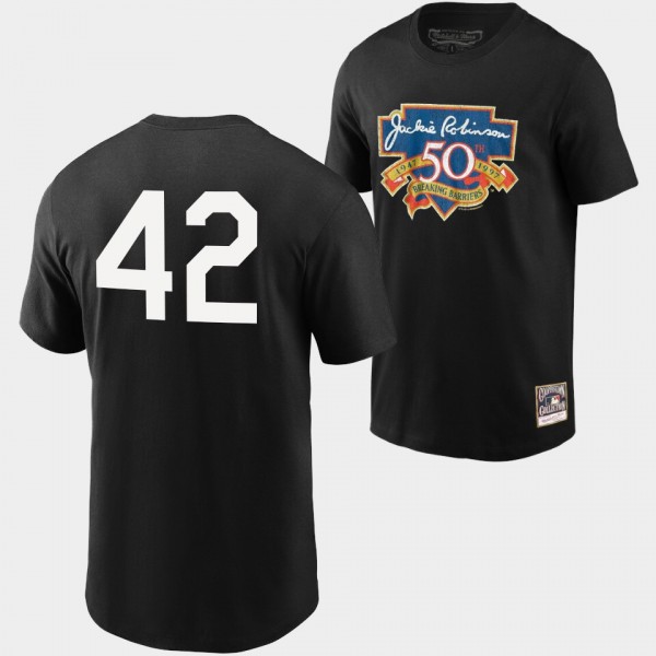 Los Angeles Dodgers Jackie Robinson 50th Anniversary Black T-Shirt