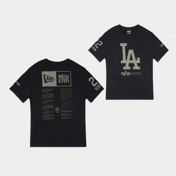 Clayton Kershaw #22 Alpha Industries X Los Angeles Dodgers T-Shirt - Black