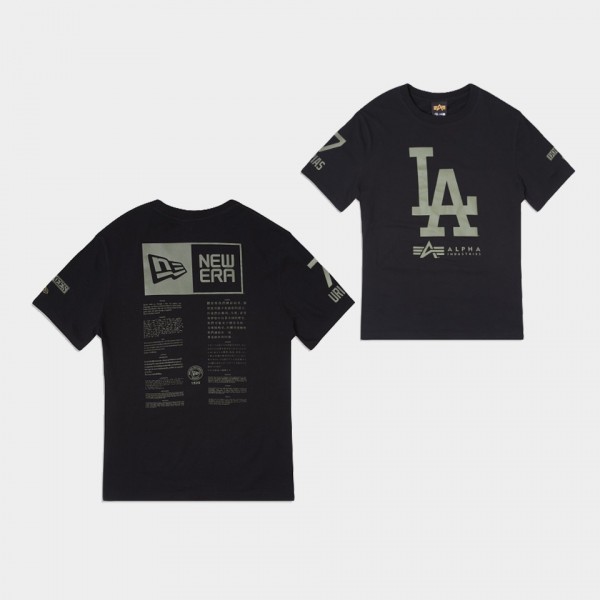 Julio Urias #7 Alpha Industries X Los Angeles Dodgers T-Shirt - Black