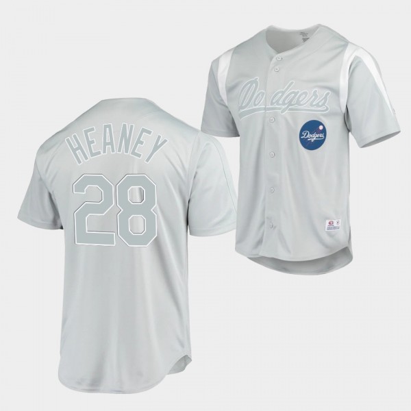 LA Dodgers Andrew Heaney #28 Gray Stitches Chase J...