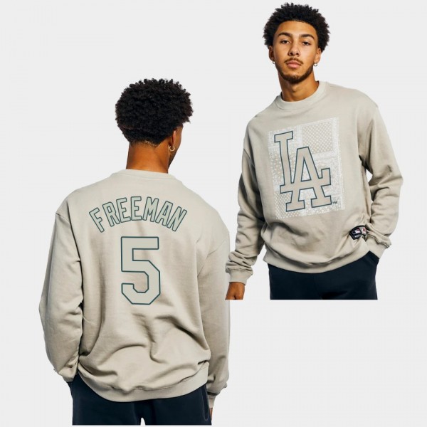 LA Dodgers Bandana Paisley Gray Freddie Freeman #5 Long Sleeve T-Shirt