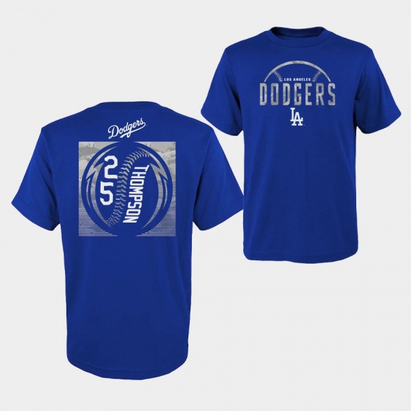 LA Dodgers Youth Blitz Ball #25 Trayce Thompson Royal T-Shirt