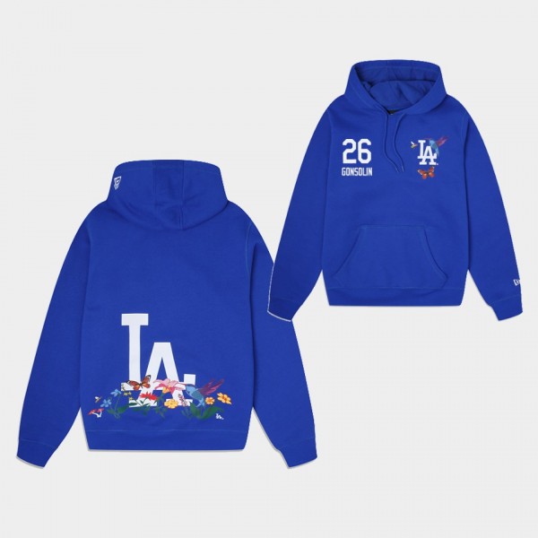 Los Angeles Dodgers Tony Gonsolin Unisex Blooming Flower Royal Hoodie