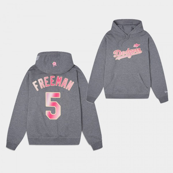 LA Dodgers #5 Freddie Freeman Gray Blossoms Hoodie Men's