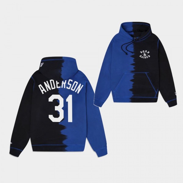 Los Angeles Dodgers Tyler Anderson Unisex Born x Raised Split Black Royal Hoodie