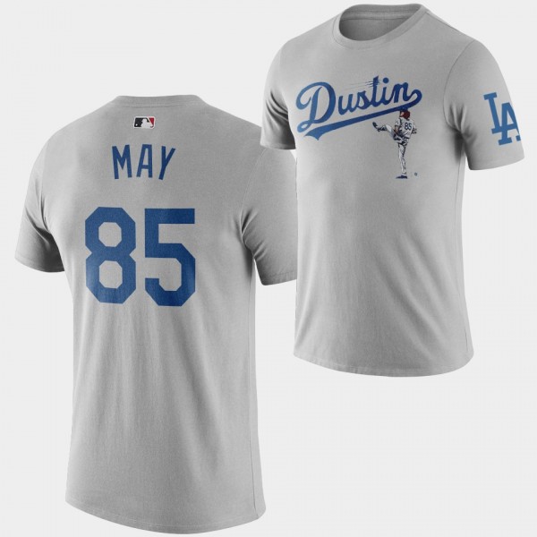 Dustin May Los Angeles Dodgers Caricature Come Back Gray T-Shirt