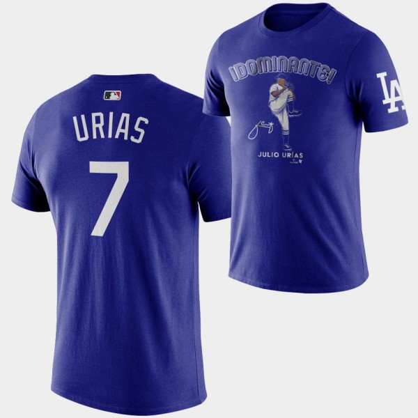 Julio Urias Los Angeles Dodgers Caricature Dominante Royal T-Shirt