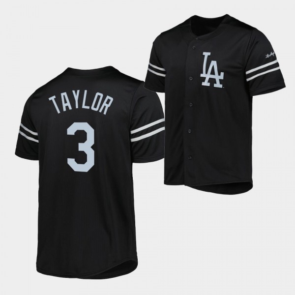 LA Dodgers Chris Taylor #3 Black Fashion Stitches ...