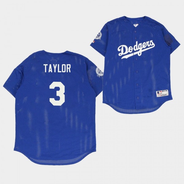 LA Dodgers Chris Taylor Vintage Royal #3 Mesh Jers...
