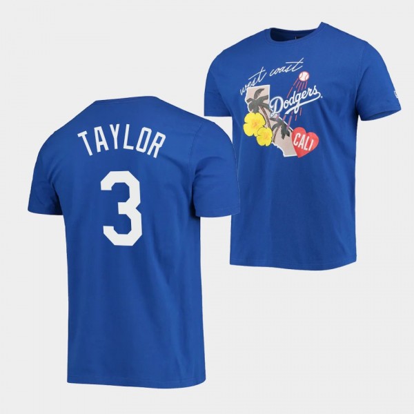 Los Angeles Dodgers Chris Taylor City Cluster Royal T-Shirt