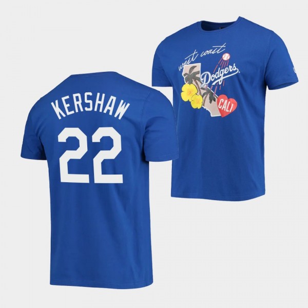 Los Angeles Dodgers Clayton Kershaw City Cluster Royal T-Shirt