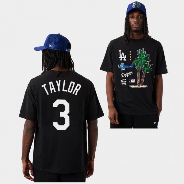 Los Angeles Dodgers #3 Chris Taylor City Oversize Black Men's T-Shirt