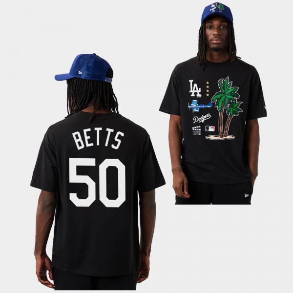 Los Angeles Dodgers #50 Mookie Betts City Oversize Black Men's T-Shirt