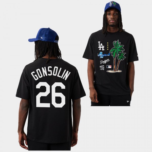 Los Angeles Dodgers #26 Tony Gonsolin City Oversize Black Men's T-Shirt