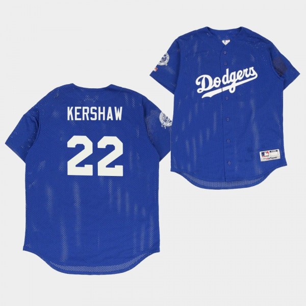 LA Dodgers Clayton Kershaw Vintage Royal #22 Mesh Jersey