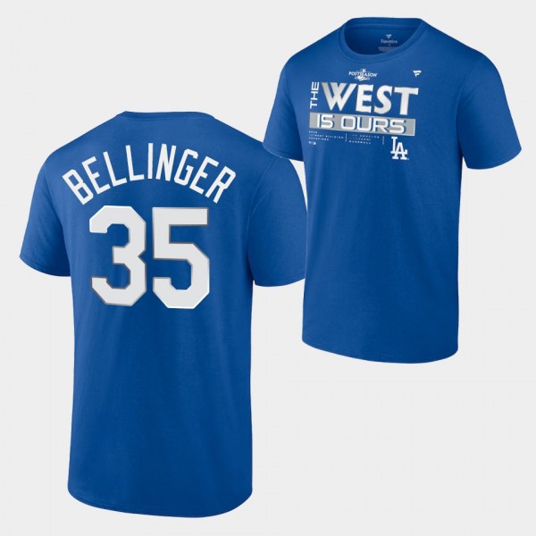 #35 Cody Bellinger Los Angeles Dodgers 2022 NL West Division Champions Locker Room T-Shirt - Royal