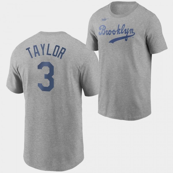 Brooklyn Dodgers Cooperstown Collection Gray Chris Taylor Name & Number T-Shirt