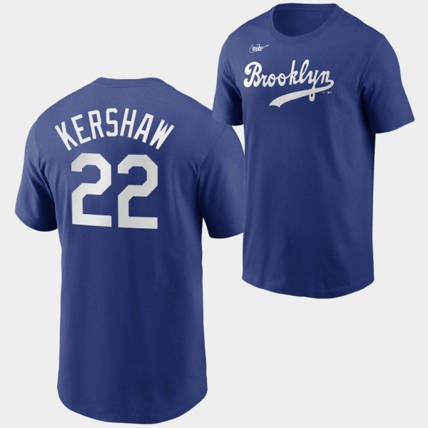 Brooklyn Dodgers Cooperstown Collection Royal Clayton Kershaw Name & Number T-Shirt