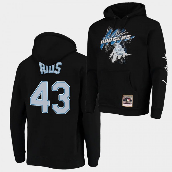 Cooperstown Collection Los Angeles Dodgers Black #43 Edwin Rios Hyper Hoops Pullover Hoodie