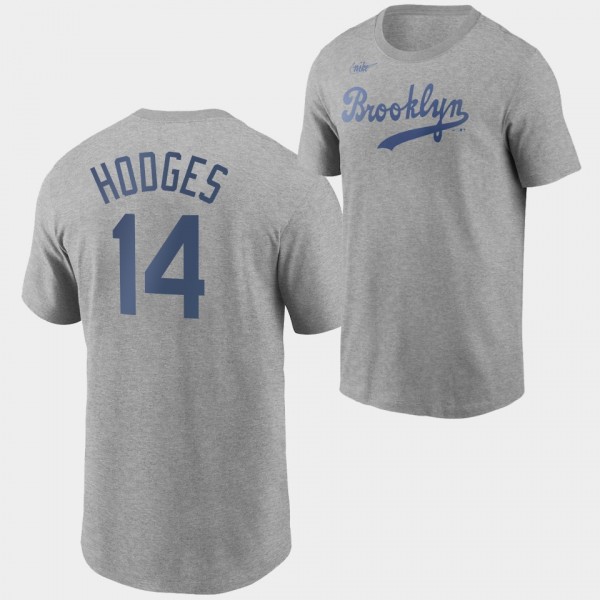 Brooklyn Dodgers Cooperstown Collection Gray Gil Hodges Name & Number T-Shirt