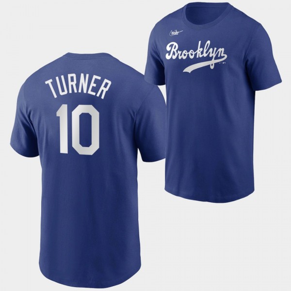 Brooklyn Dodgers Cooperstown Collection Royal Justin Turner Name & Number T-Shirt