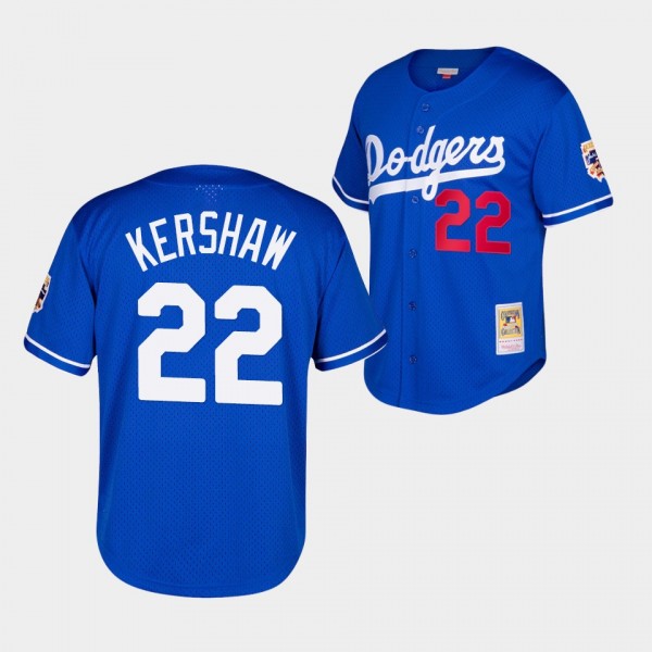 Men's Clayton Kershaw Los Angeles Dodgers Royal Mesh Batting Practice Jersey Cooperstown Collection