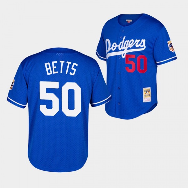 Cooperstown Collection Mookie Betts Los Angeles Dodgers Mesh Batting Practice Royal Jersey