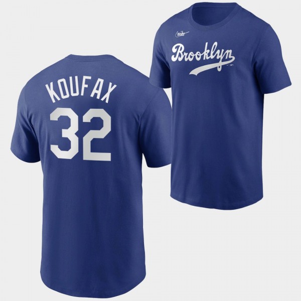 Brooklyn Dodgers Cooperstown Collection Royal Sandy Koufax Name & Number T-Shirt