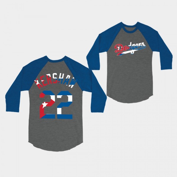 #22 Clayton Kershaw Los Angeles Dodgers Gray Cuba Day T-Shirt