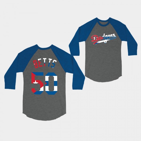 #50 Mookie Betts Los Angeles Dodgers Gray Cuba Day T-Shirt