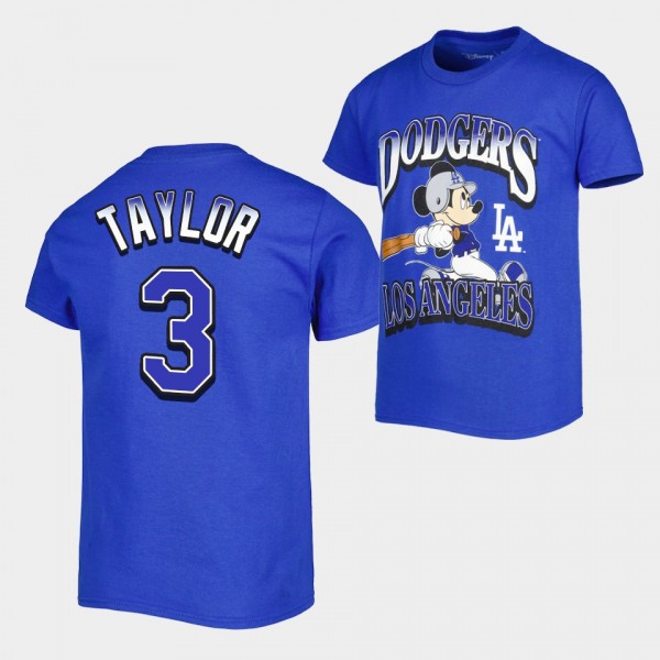 LA Dodgers Youth Disney Game Day #3 Chris Taylor Royal T-Shirt