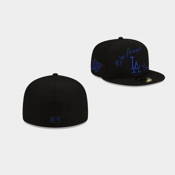 Los Angeles Dodgers 59FIFTY Fitted Cursive Hat Bla...