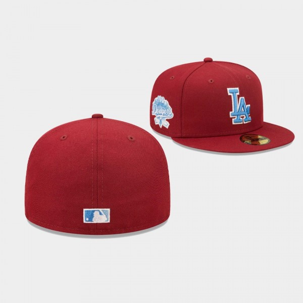 LA Dodgers Blue Undervisor 59FIFTY Fitted Men's Hat - Cardinal