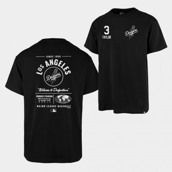 Chris Taylor Los Angeles Dodgers Black Backprint T-Shirt