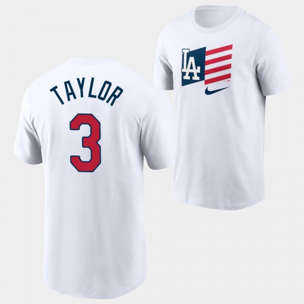 Chris Taylor Los Angeles Dodgers White Americana F...