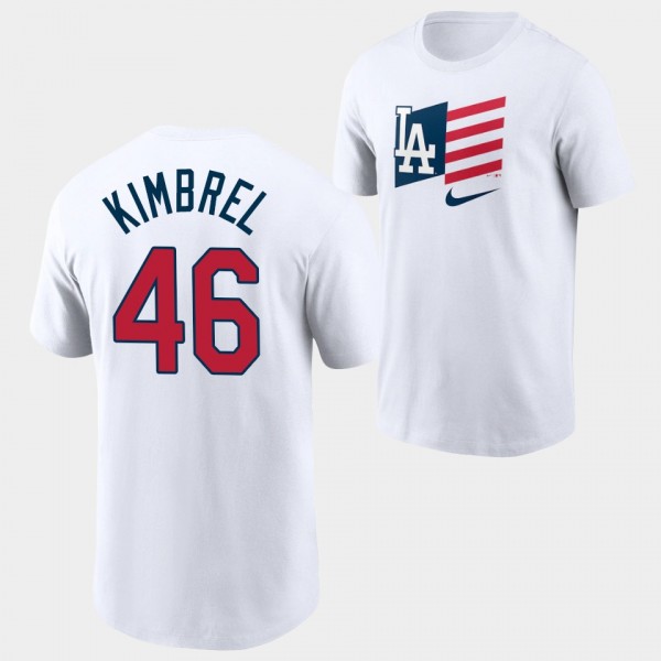 Craig Kimbrel Los Angeles Dodgers White Americana Flag T-Shirt