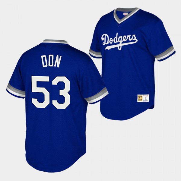 Los Angeles Dodgers Don Drysdale #53 Cooperstown Collection Royal Mesh Wordmark V-Neck Jersey