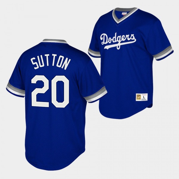 Los Angeles Dodgers Don Sutton #20 Cooperstown Collection Royal Mesh Wordmark V-Neck Jersey