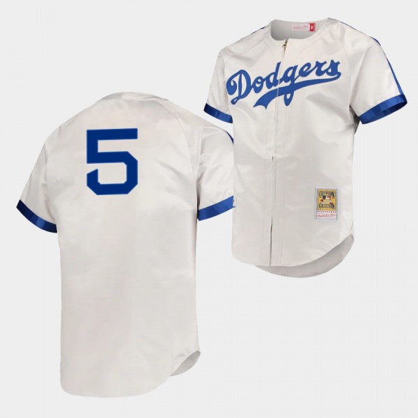 Brooklyn Dodgers Freddie Freeman #5 Cooperstown Collection Gray Authentic Jersey